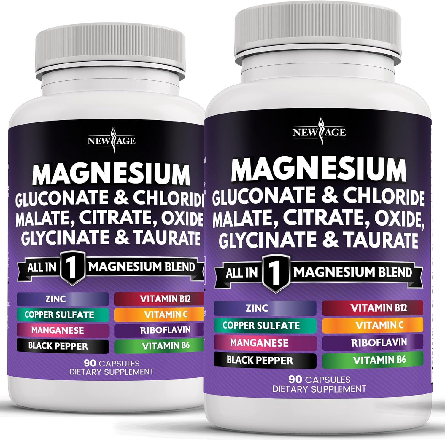 NEW AGE Magnesium Supplement -Powerful Glycinate Citrate Malate Oxide Taurate As...