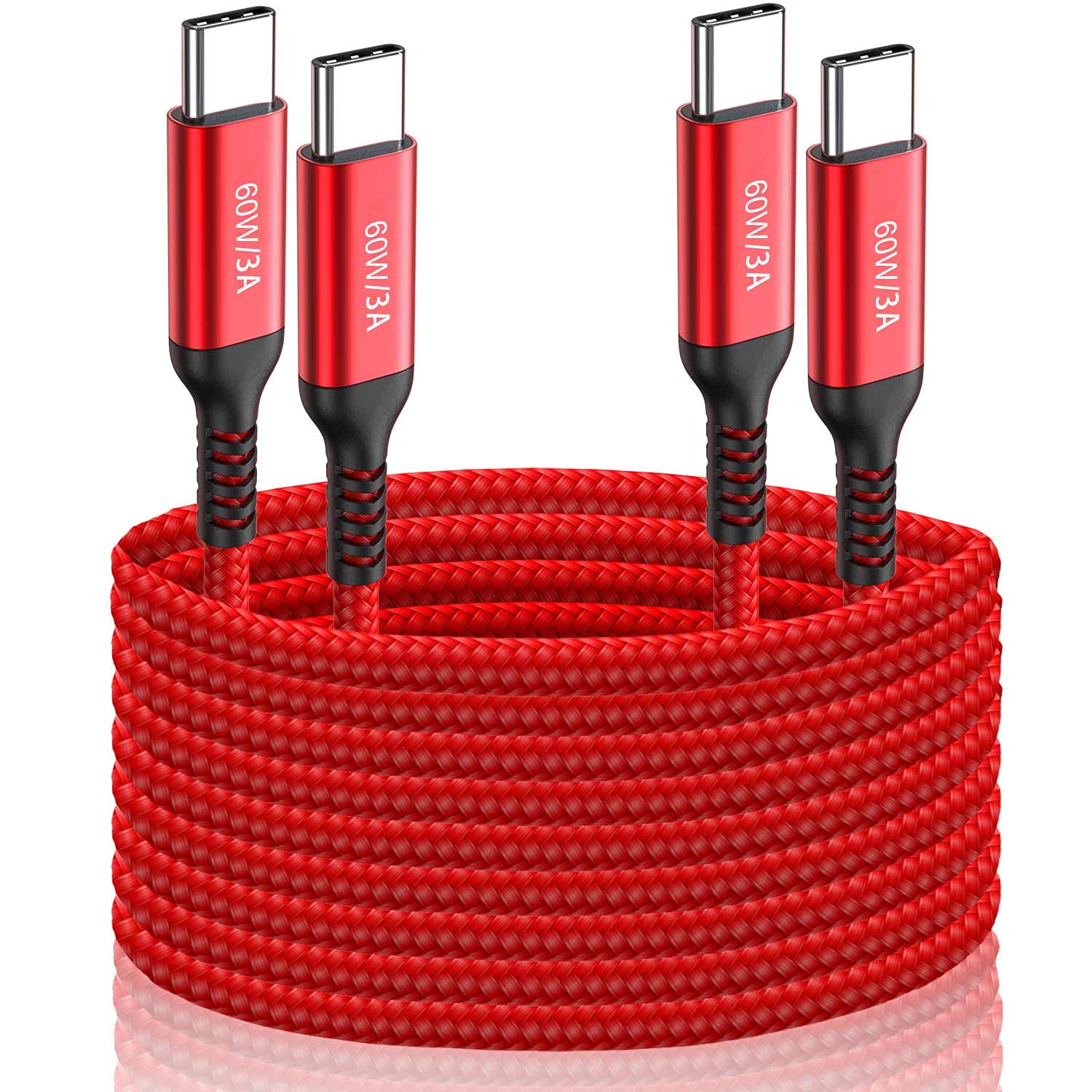 USB C to USB C Cable 15FT 2Pack 60W/3A Long Nylon,Type C Fast Charge Cord for Sa...
