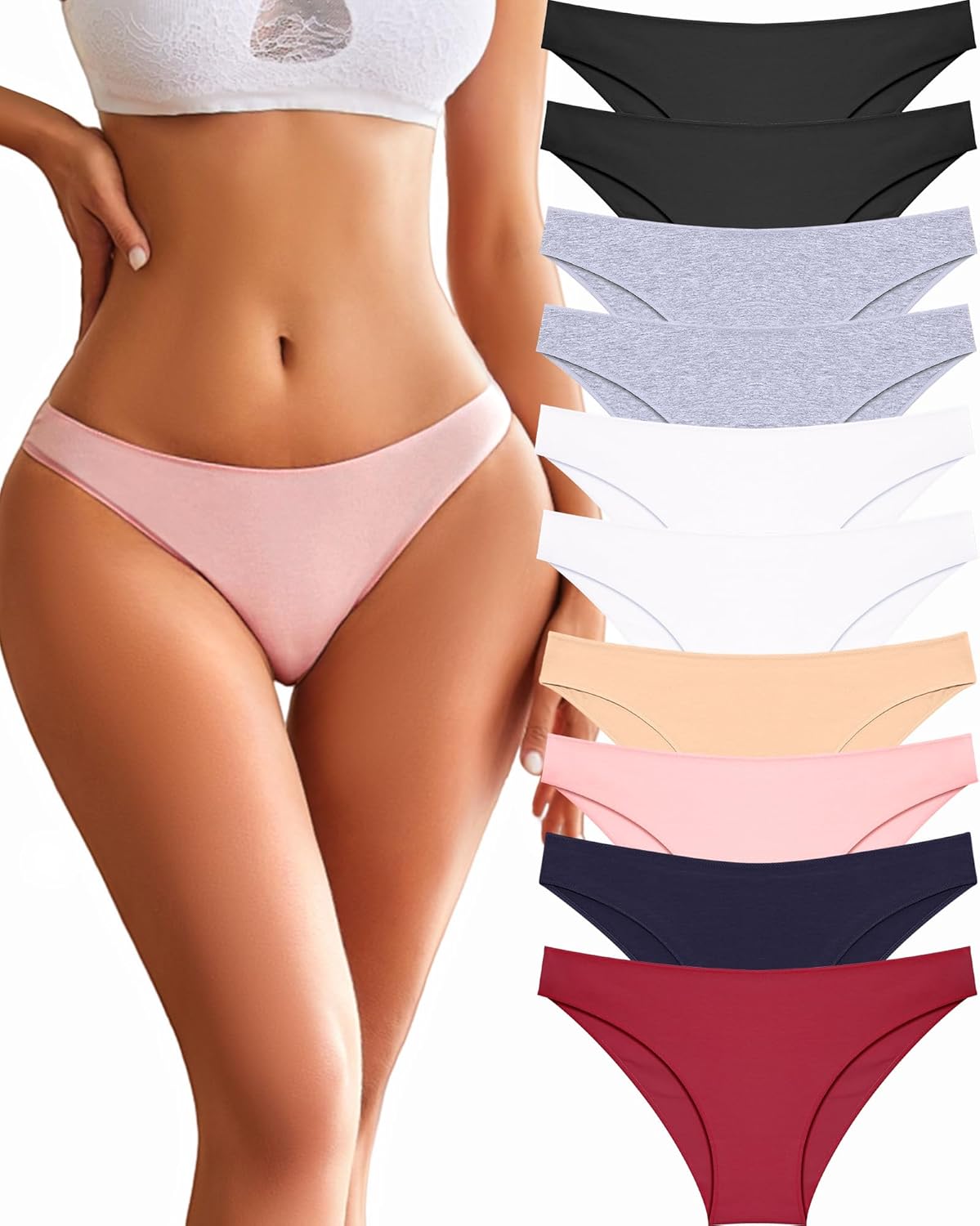 FINETOO Pack of 10 Women's Cotton Underwear Breathable Briefs Hipster Panties Co...