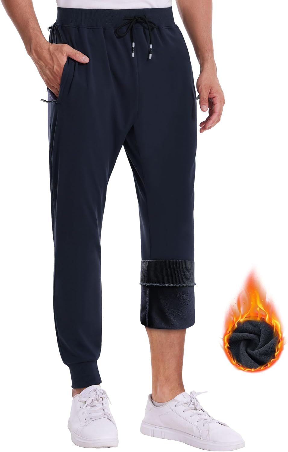 YUTYTH Tracksuit Bottoms Men Winter Fleece Lined Joggers Cotton Warm Trousers wi...
