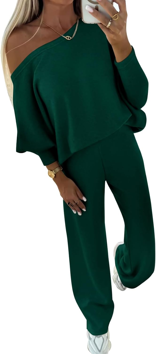 PRETTYGARDEN Womens Fall Fashion 2024 Two Piece Outfits Ribbed Long Sleeve Off S...