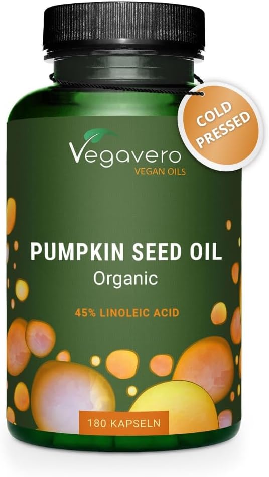 Vegavero Organic Pumpkin Seed Oil Capsules 1000 mg | Prostate Supplements | 45%...