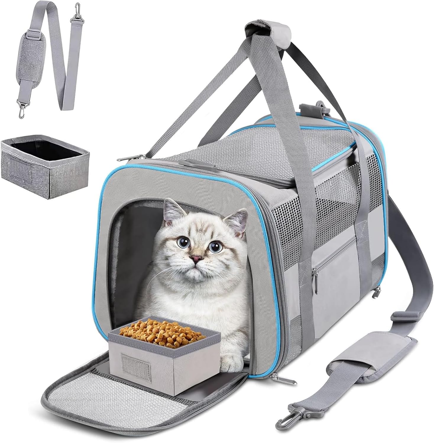 Cat Carrier Dog Carrier TSA Airline Approved for Small Dogs Cats Under 15 lbs, C...