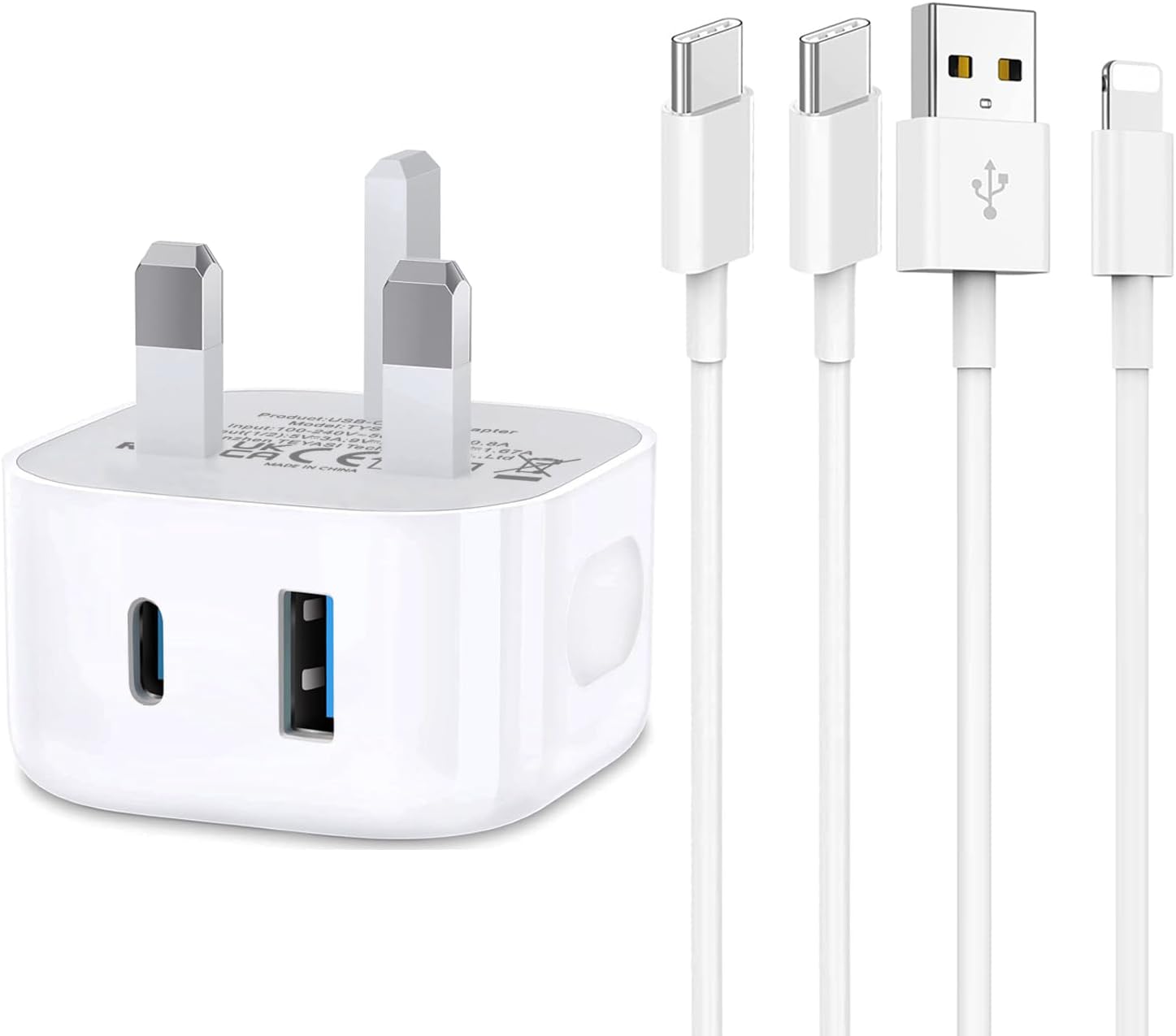 iPad and iPhone Charger Plug and Cable,Micro USB Plug Fast Charging Lightning Le...