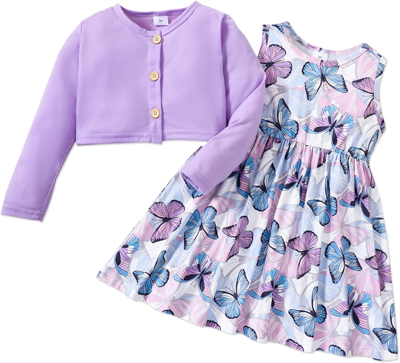 PATPAT Baby Girls Dress and Cardigan Sets 2 PCS Infant Girl Floral Print Sleevel...