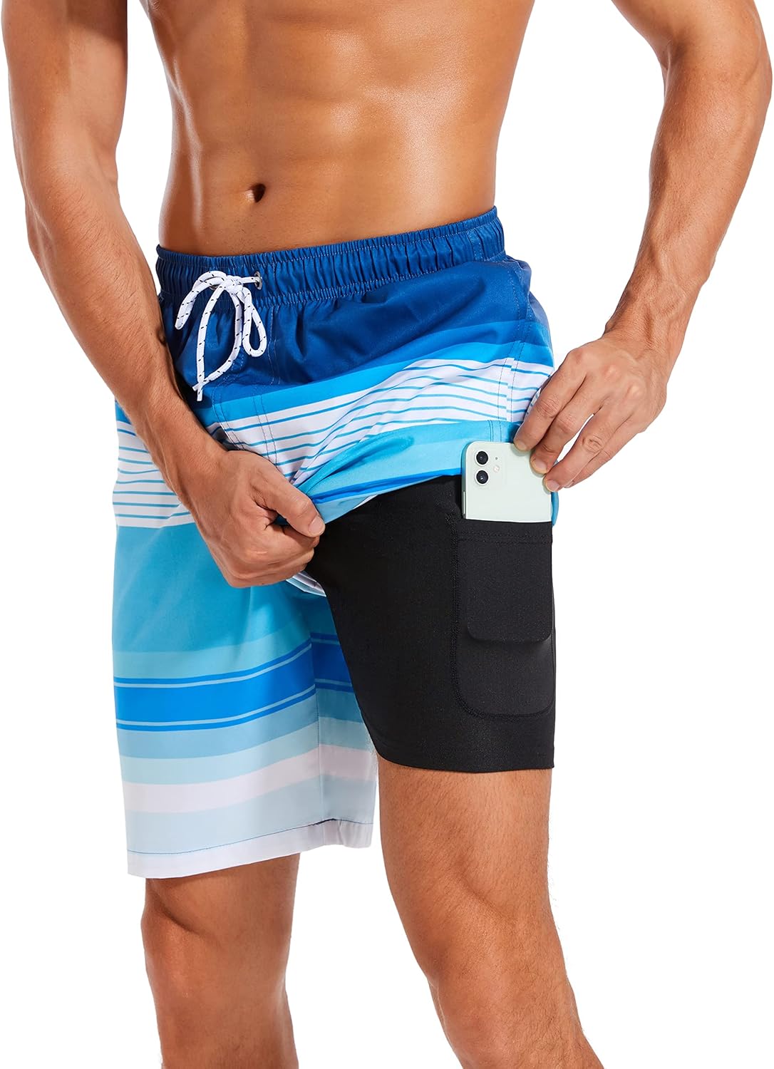 difficort Mens Swim Trunks with Compression Liner Quick Dry Bathing Suits Shorts...