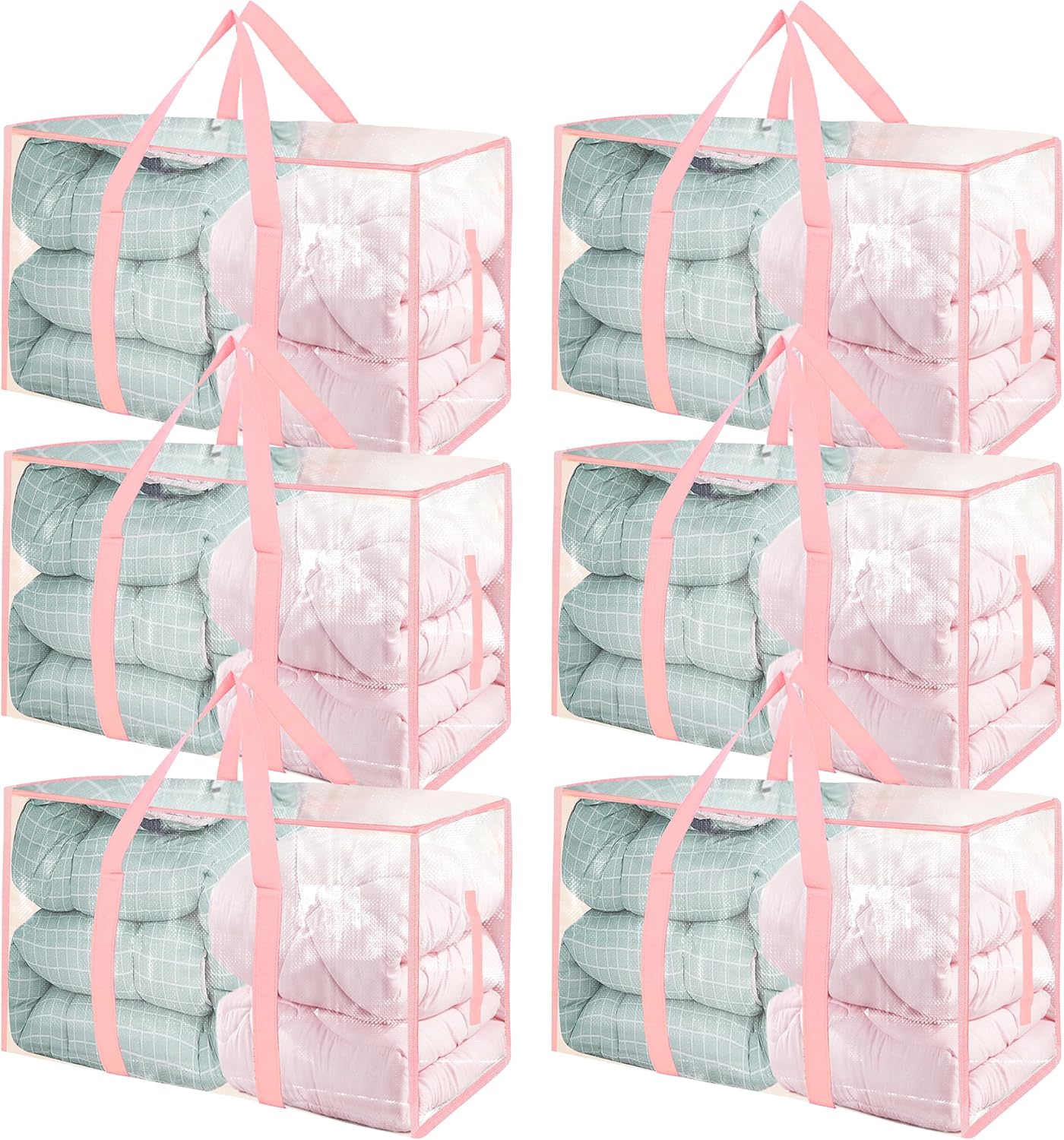 6 Pack Moving Bags Heavy Duty Storage Bags With Zippers And Strong Handles Packi...