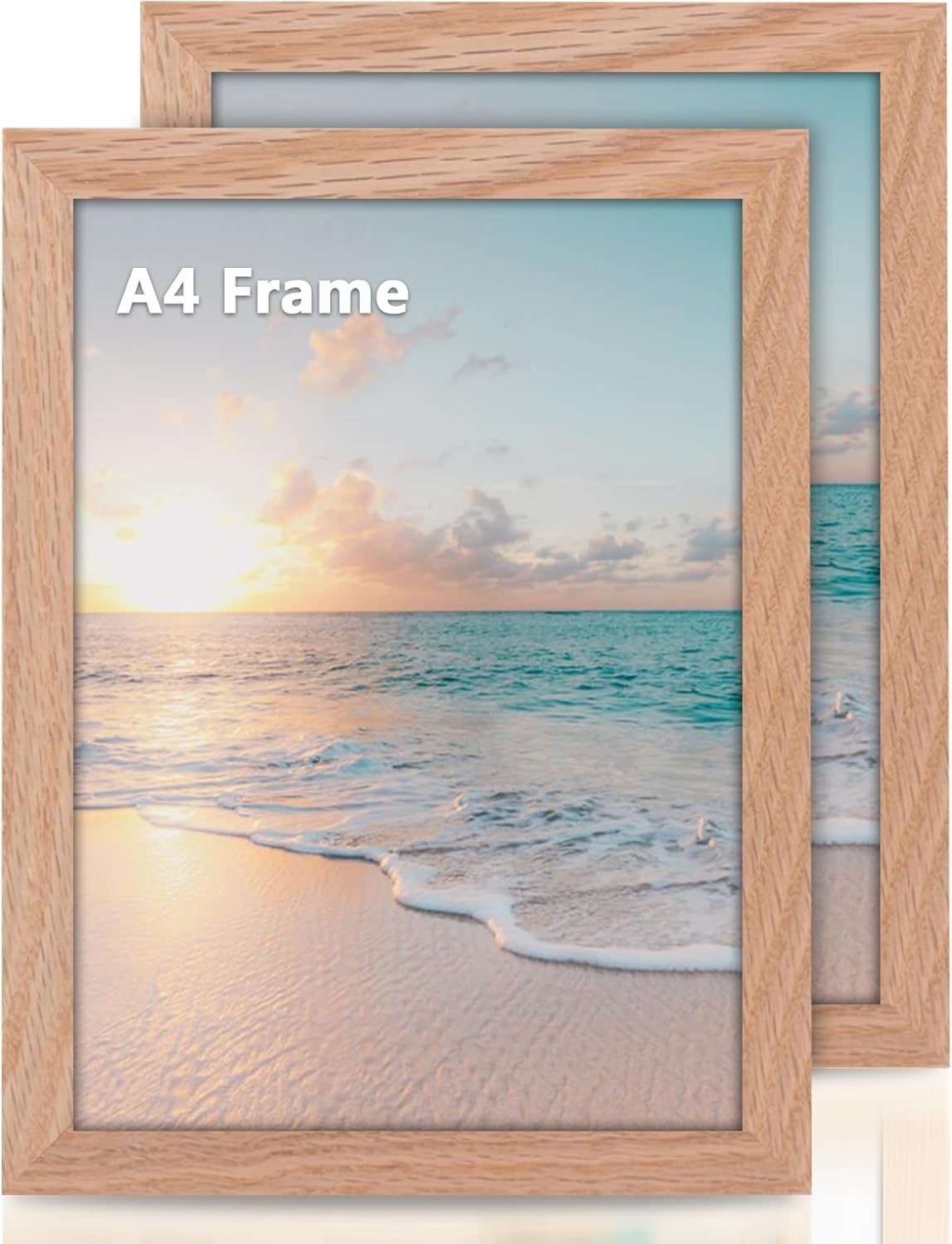 Cispree A4 OAK Wooden Photo Frames-2Pack, with Polypropylene Glass to Protect th...