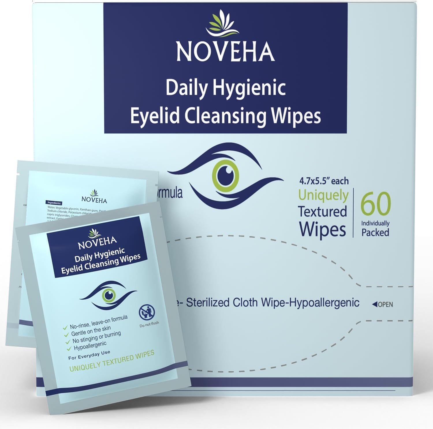 Daily Hygienic Eyelid & Lash Wipes | For Blepharitis & Itchy Eyes, Box Of 60 Ind...