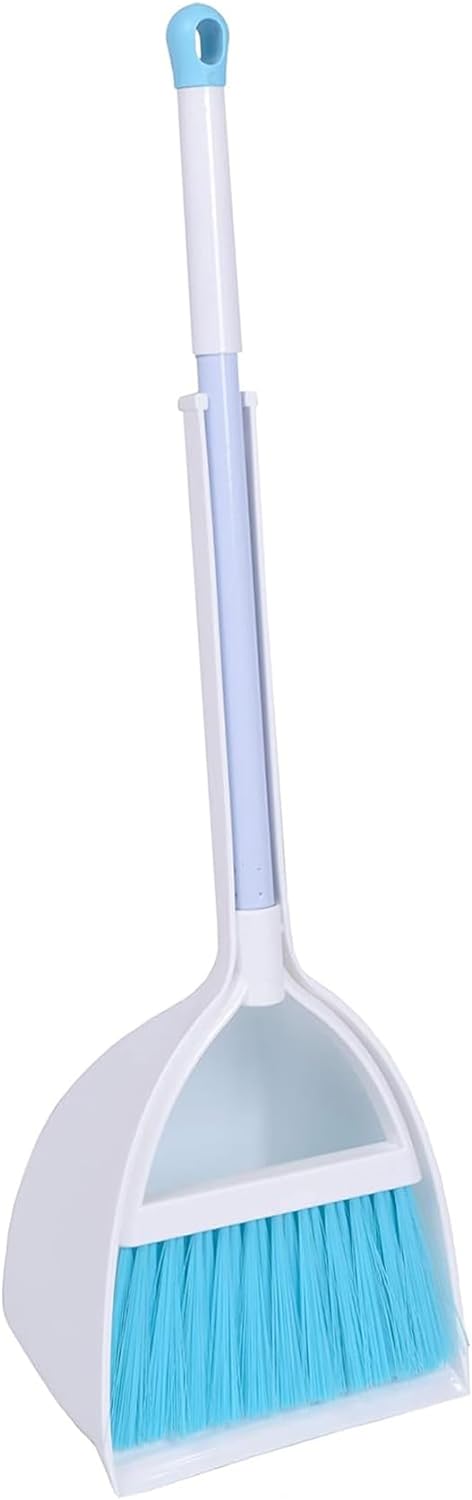 Mini Broom&Dustpan, Home&Kitchen Sweeping for Kids(White+Blue)