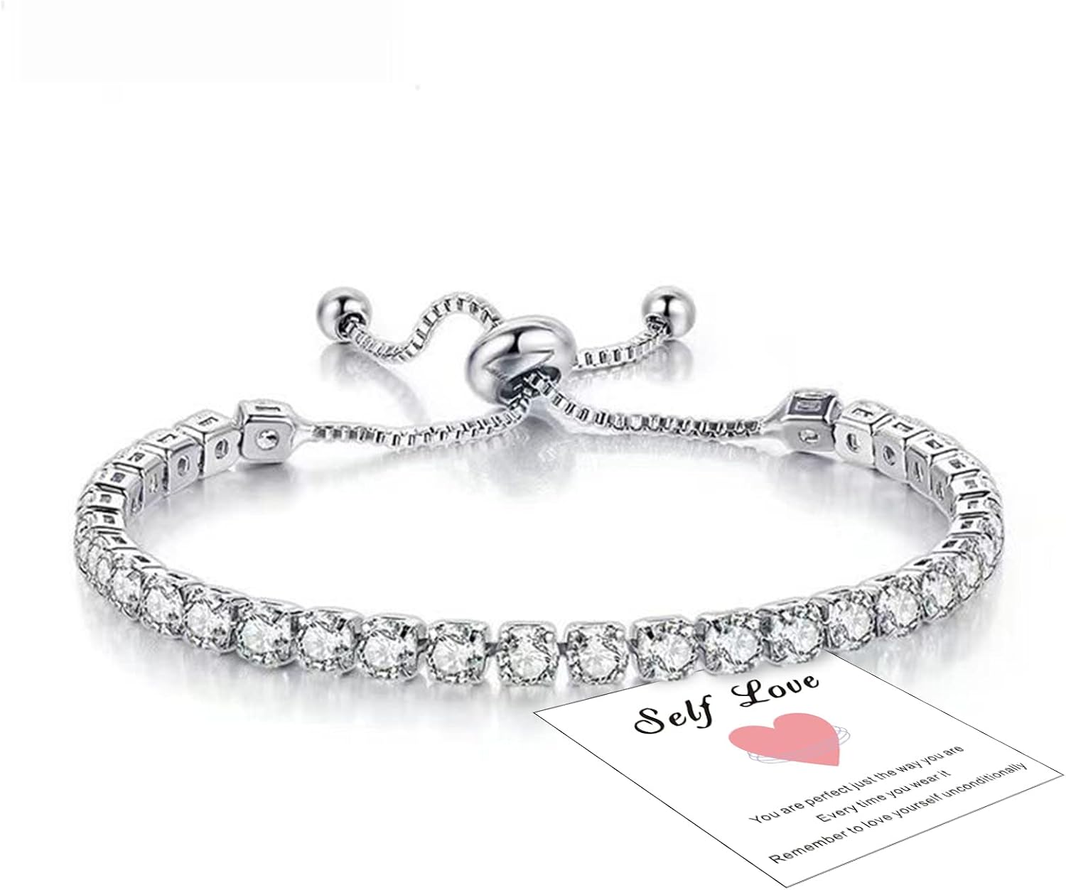 HEEYA Bracelet for Womens Sterling Silver Plated Tennis Bracelets Crystal Slider...