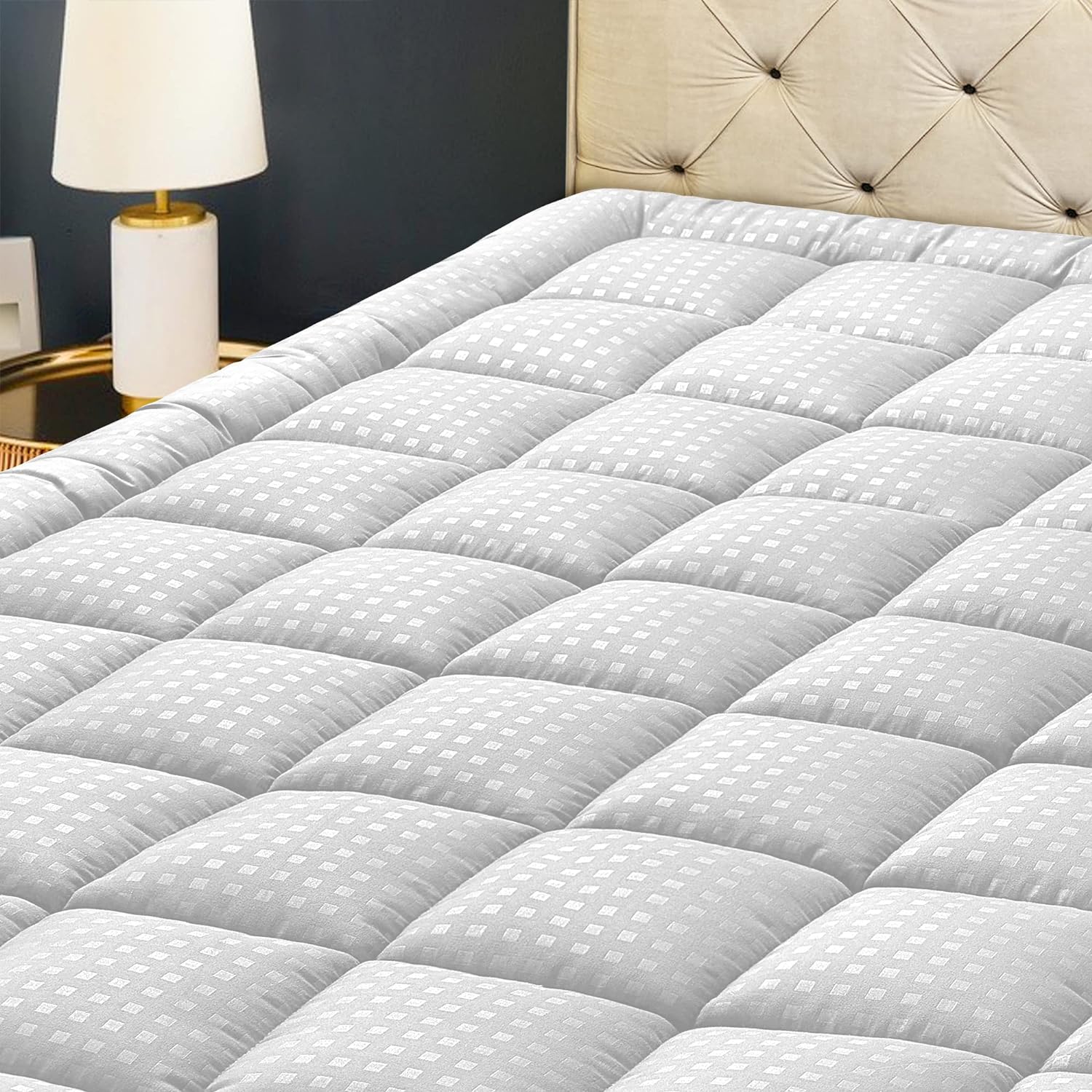 HYLEORY Queen Mattress Pad Quilted Fitted Mattress Protector Cooling Pillow Top...