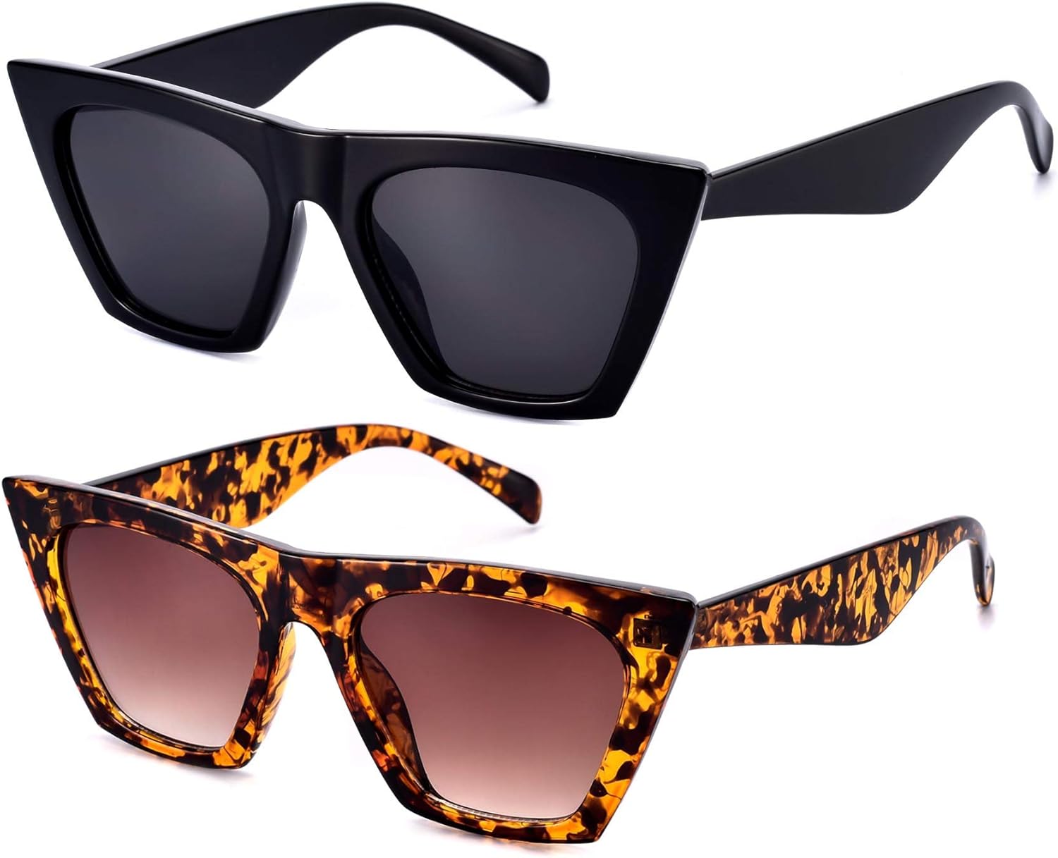 mosanana Square Cat Eye Sunglasses for Women Trendy Style Model-SHINE Z33-c1+c2