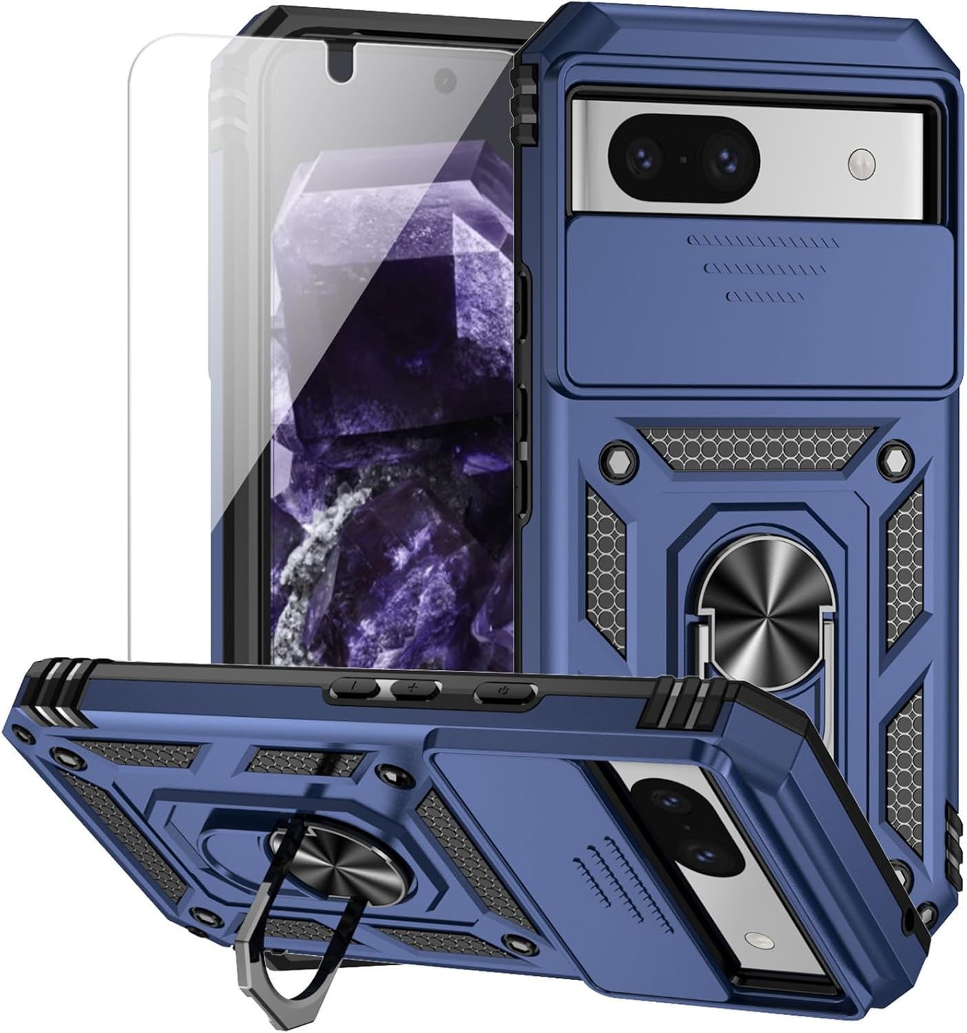 for Google Pixel 8A Case with Camera Lens Cover HD Screen Protector, Dual Layer...