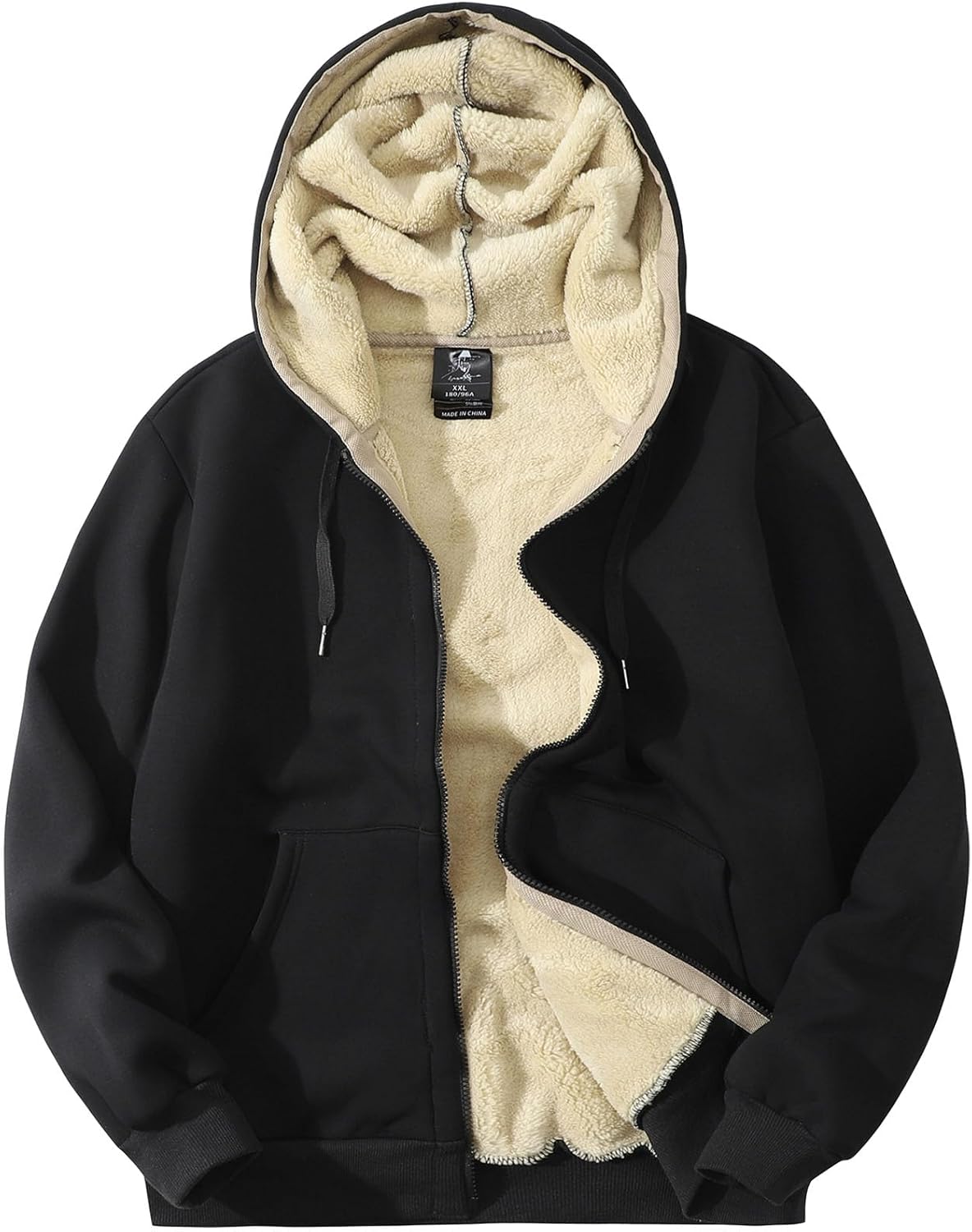 Flygo Men's Sherpa Hoodie Jacket Fleece Lined Zip Up Warm Hoodies Sweatshirt Win...