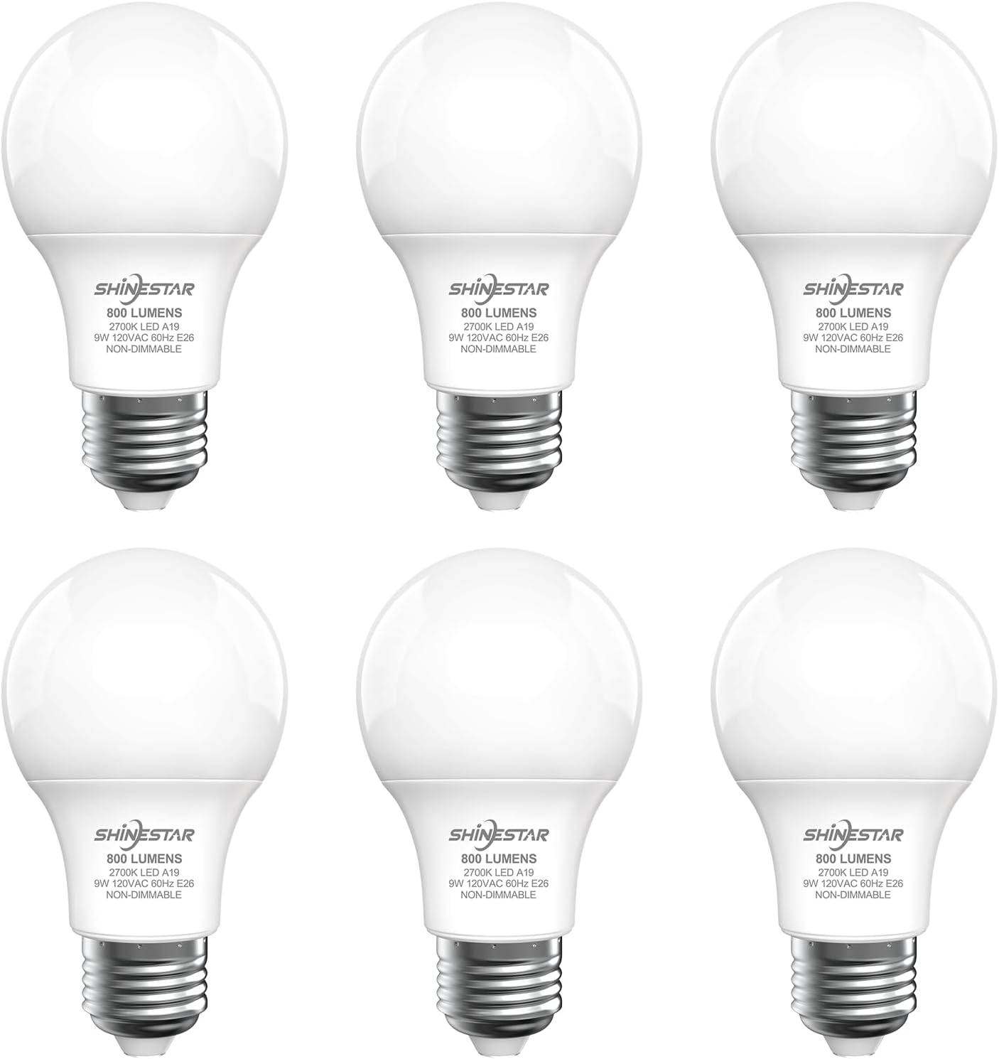 SHINESTAR Light Bulbs 60 Watt Soft White, A19 LED Bulb 2700K, Standard E26 Mediu...