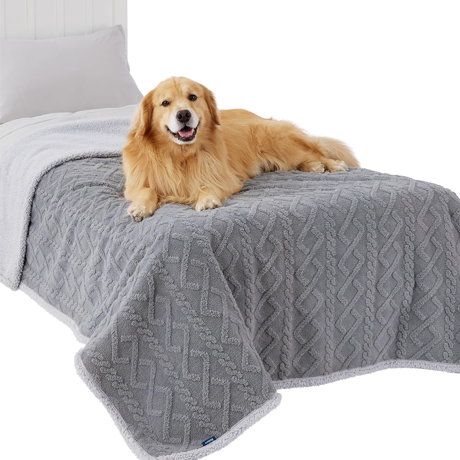 Bedsure Waterproof Dog Blankets for Large Dogs - Pet Blanket for Bed Couch Prote...