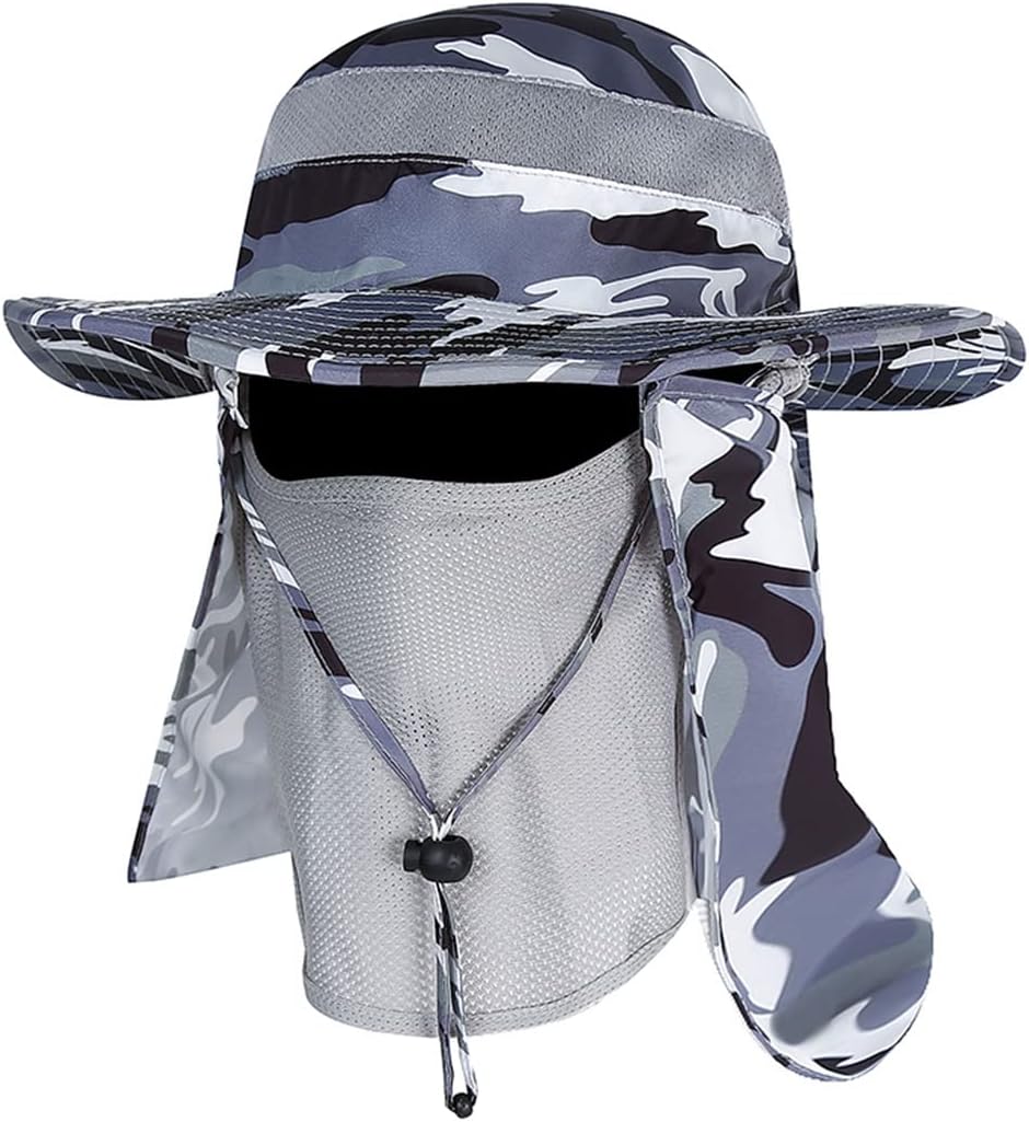 YR.Lover Outdoor UV Sun Protection Wide Brim Fishing Cap with Removable Flap One...
