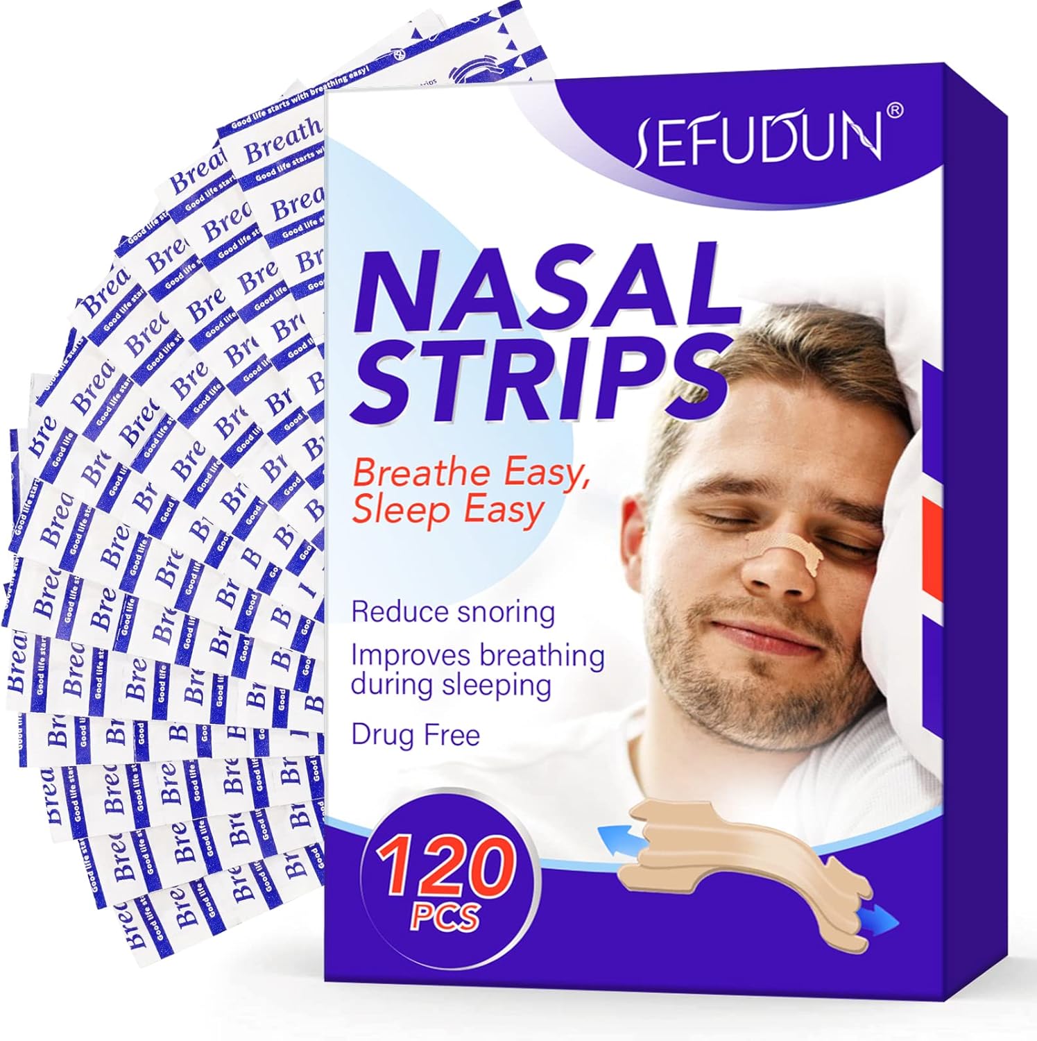 REBODUM Nasal Strips, 120 Pieces Drug-Free Nose St...