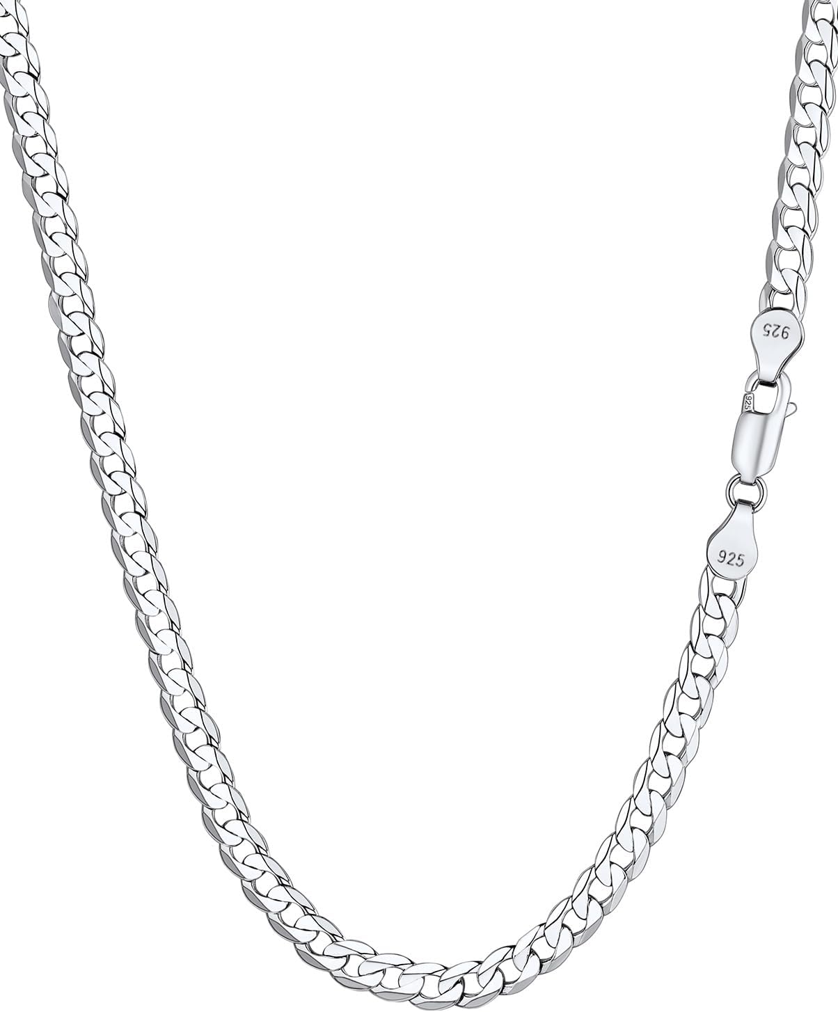 S925 Sterling Silver Chains for Women Men, 3mm 5mm Silver Cuban Chain Necklace 5...