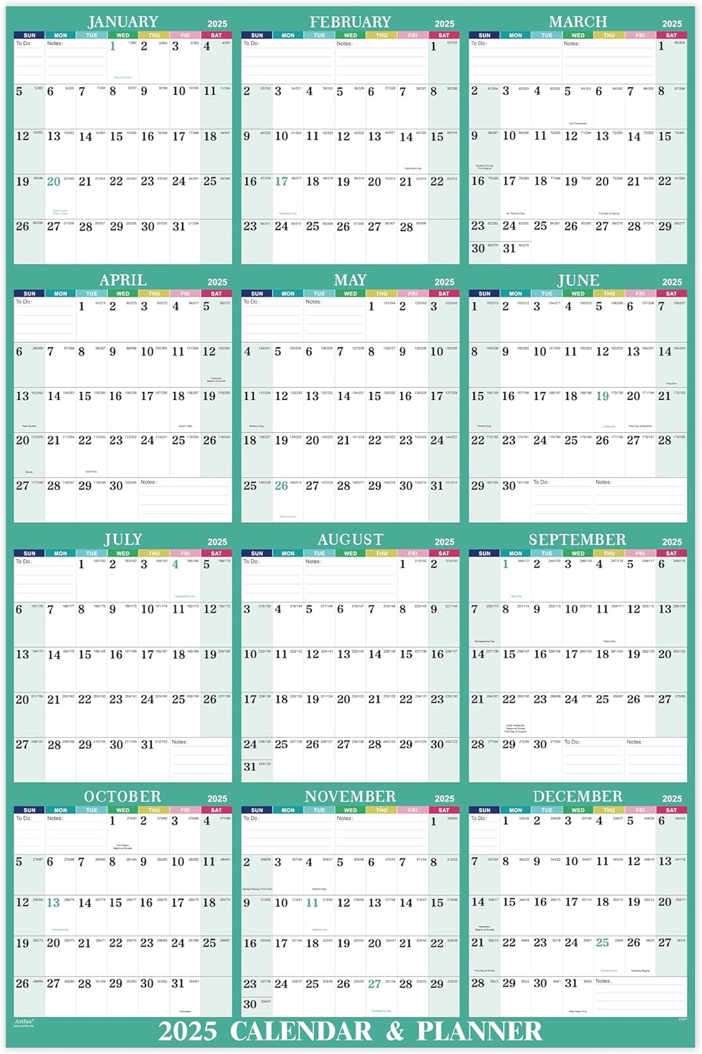 2025 Yearly Wall Calendar - Yearly Wall Calendar 2025 from Jan.2025 to Dec.2025,...