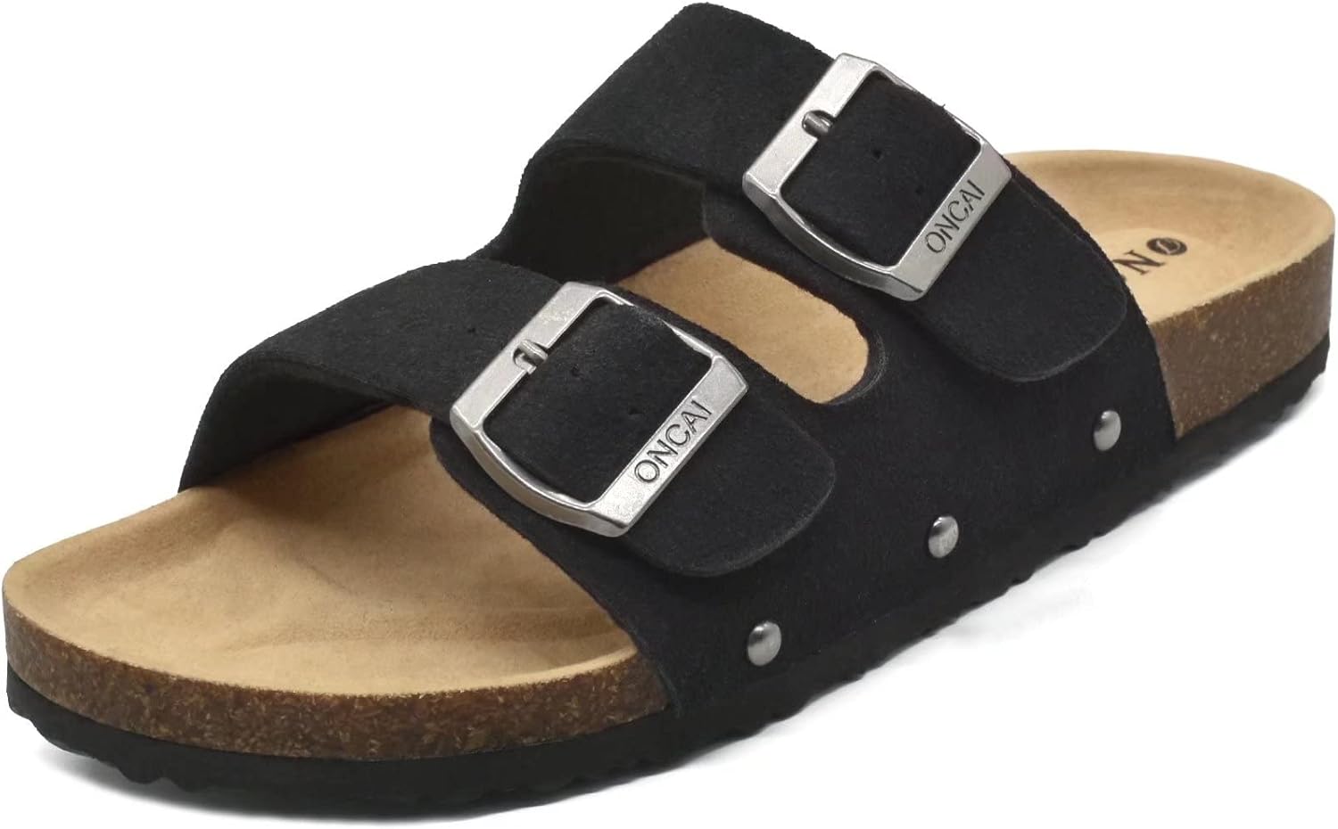ONCAI Womens Flat Slide Sandals with Arch Support 2 Strap Adjustable Buckle Slip...