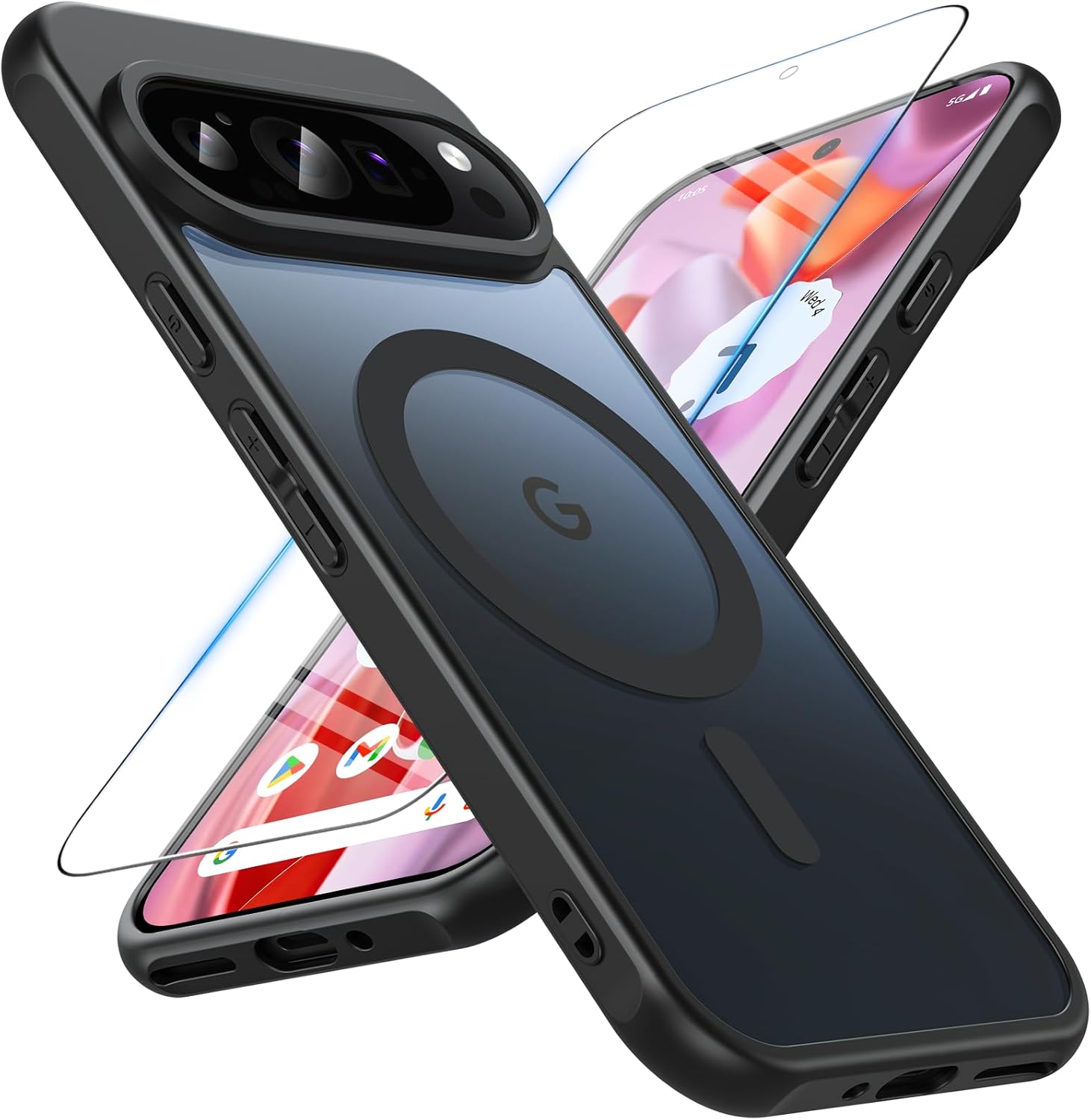OWKEY Google Pixel 9 Case, Google Pixel 9 Pro Case for Magsafe with Tempered Gla...