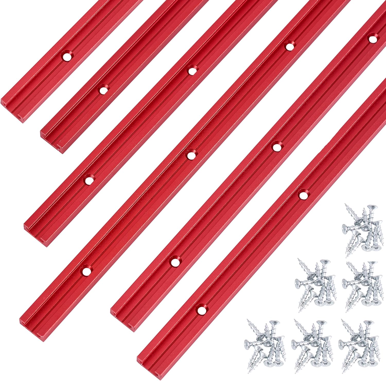 T Track 36" with Wood Screws-Double Cut Profile Universal T-Track with Predrille...