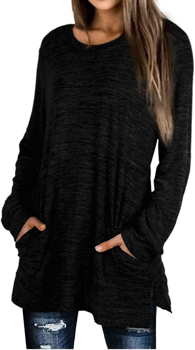 XIEERDUO Womens Casual Sweatshirts Long Sleeve Shirts Oversized With Pocket Tuni...