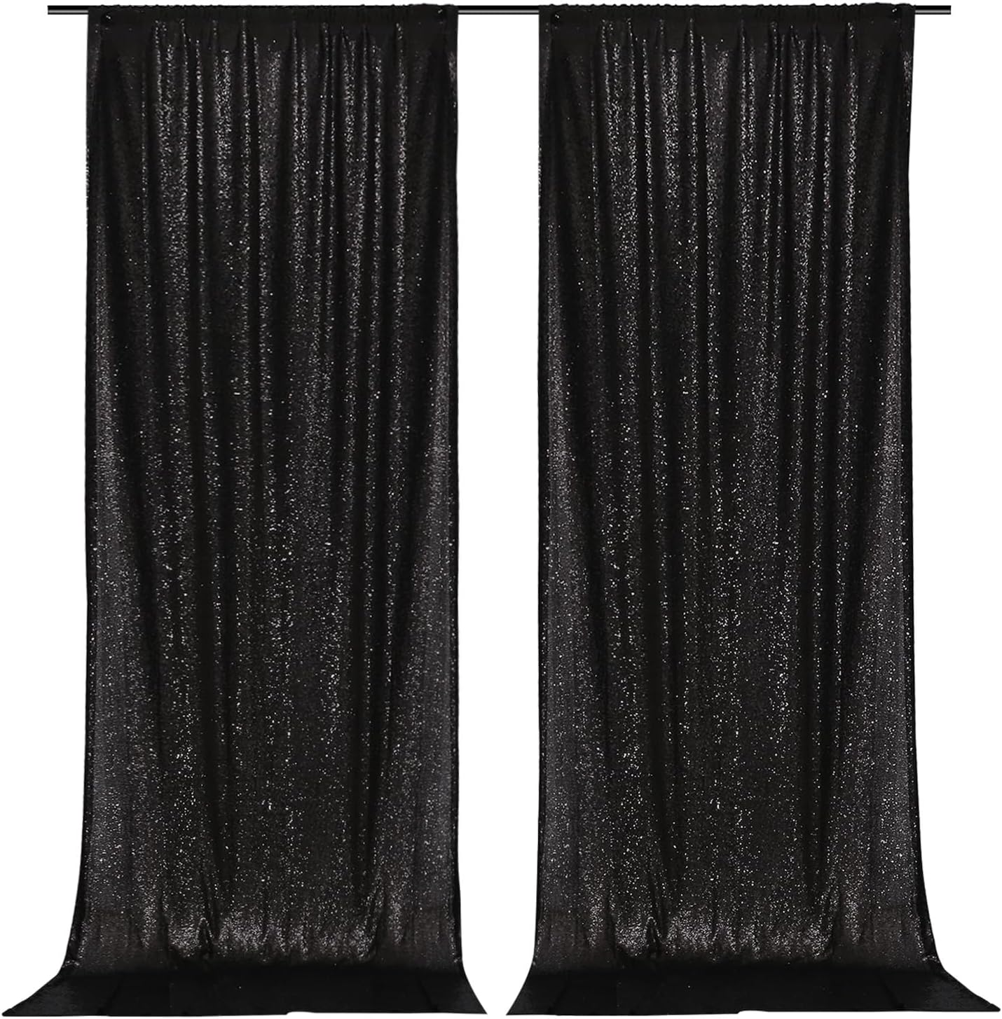 PartyDelight Sequin Backdrop Black 5FT X 10FT Sparkly Sequin Backdrop Curtains 2...