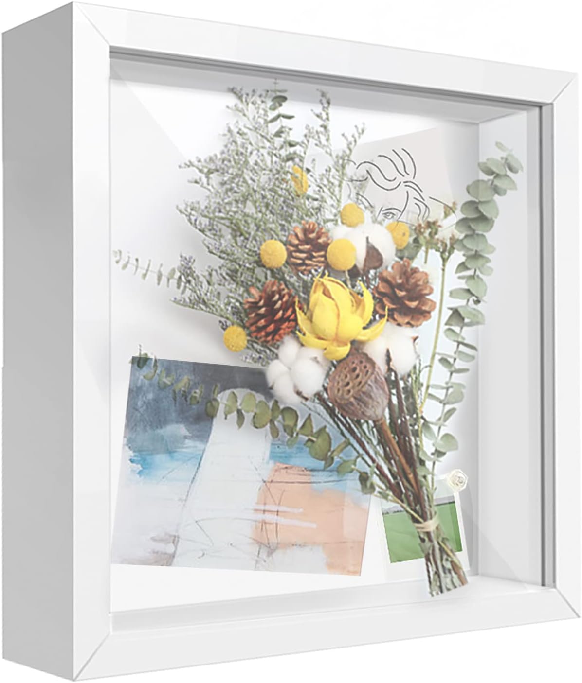 sunmeg 3D Shadow Box 8x8 Picture Frame Wooden Deep Box Display Photo Frames for...