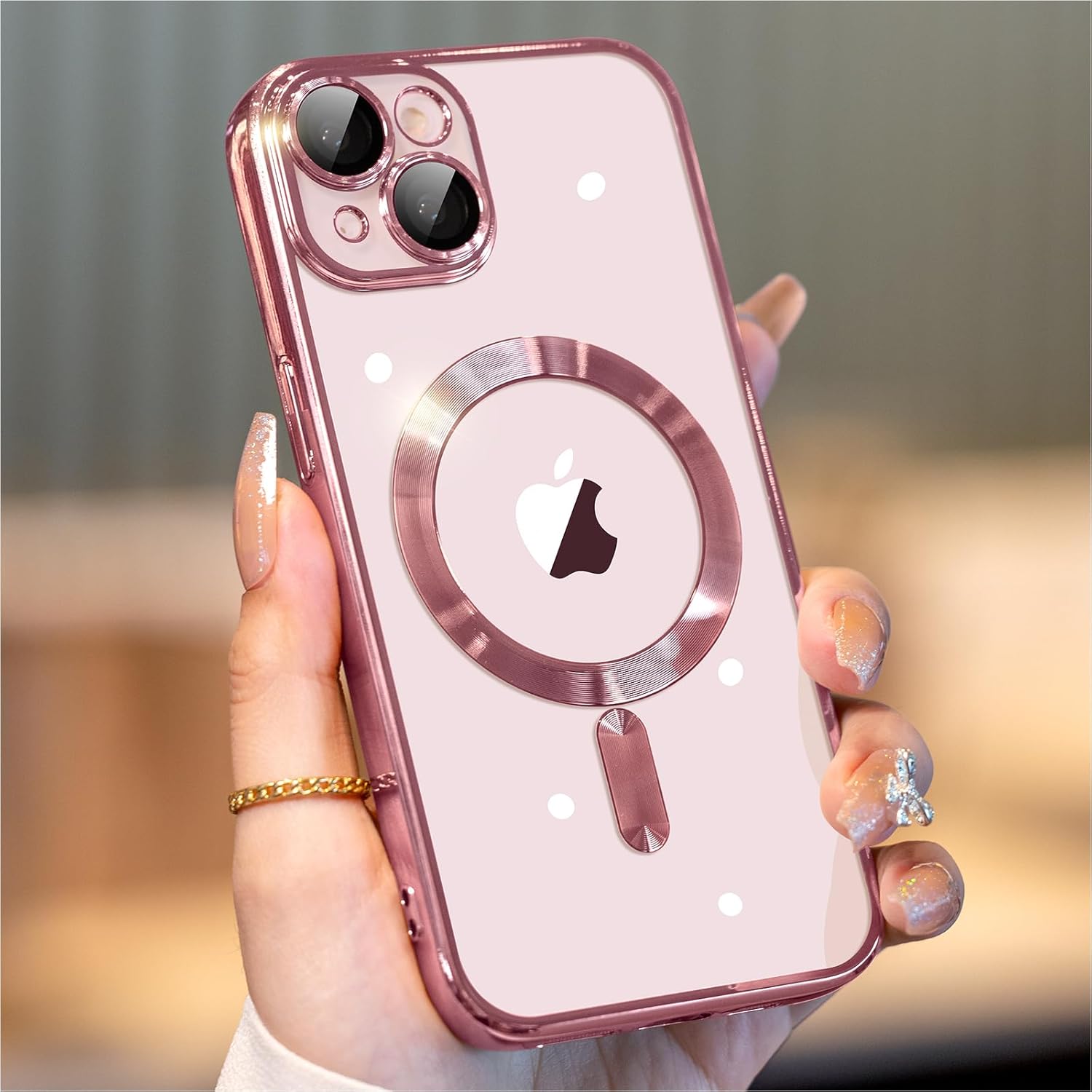 for iPhone 15 Case with Integrated Camera Lens Protector, [Compatible with MagSa...