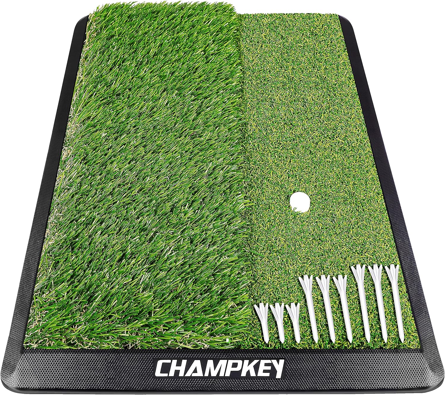 CHAMPKEY Dual-Turf Golf Hitting Mat | Come with 9 Golf Tees & 1 Rubber Tee | Hea...