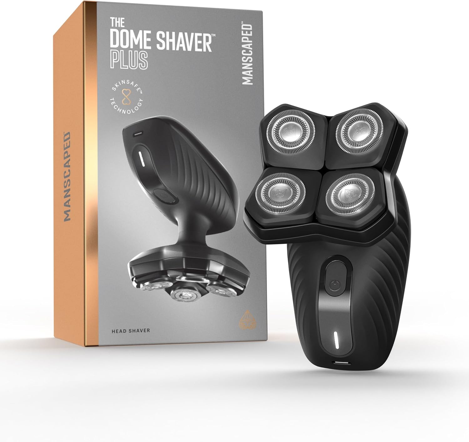 MANSCAPED® The Dome Shaver™ Plus Men’s Head Shaver – Four Double-Track Rotary Bl...