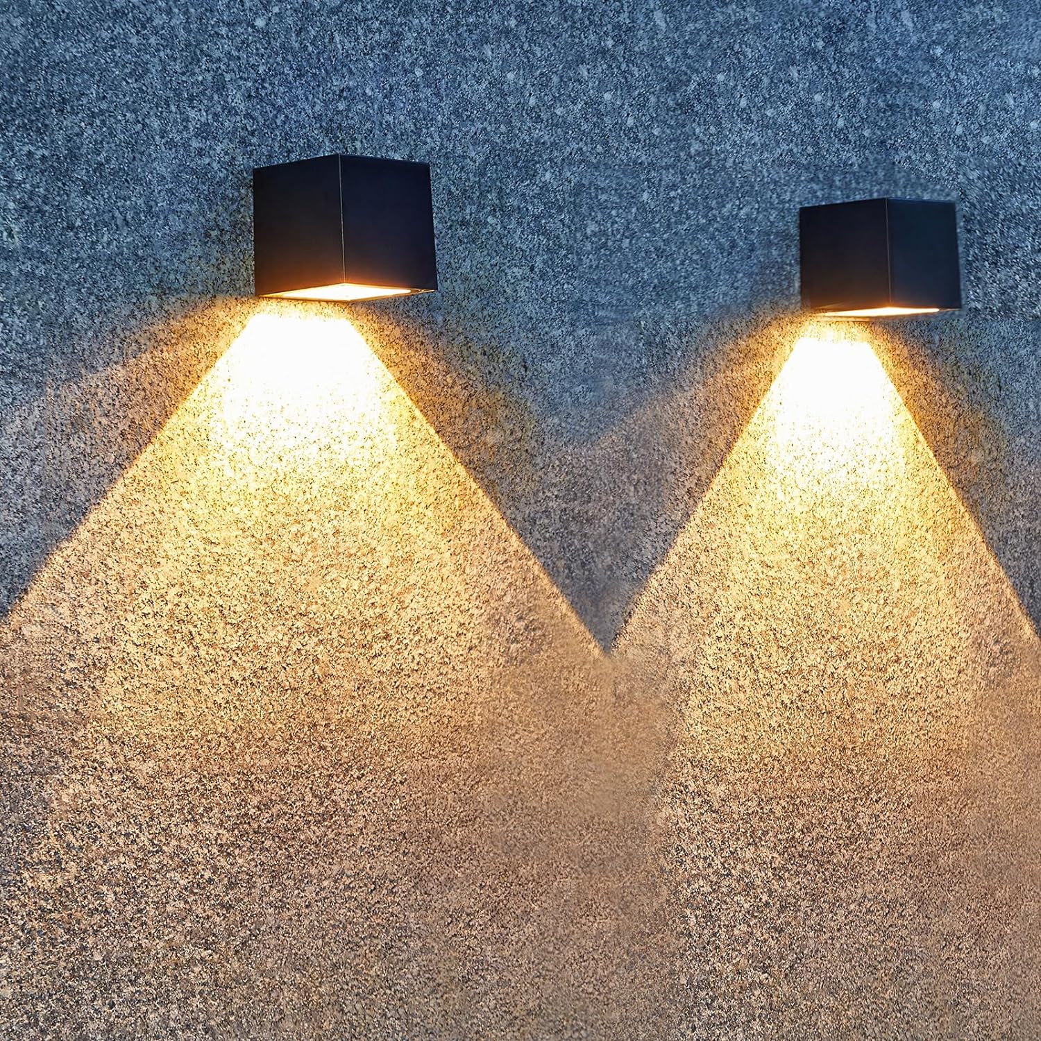 LUHLEE Solar Wall Lights Outdoor,Square Modern Solar Wall Sconce Lights, IP65 Wa...