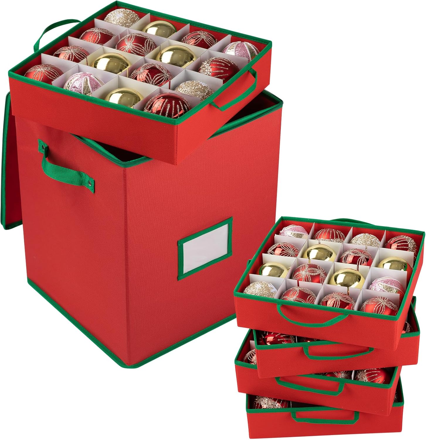 OIAHOMY Ornament Storage Box Holds 80 Christmas Ornaments, Christmas Ornament St...