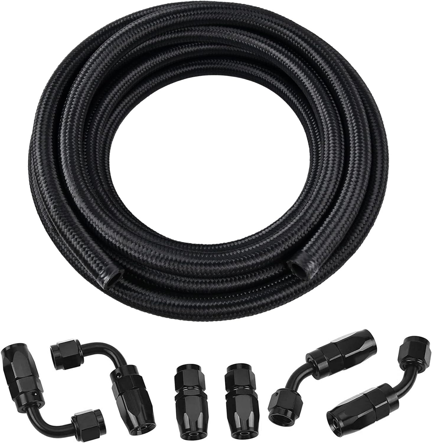 EVIL ENERGY 10AN Fuel Line Kit,AN10 Braided Nylon Fuel Hose CPE 10FT Black Black...