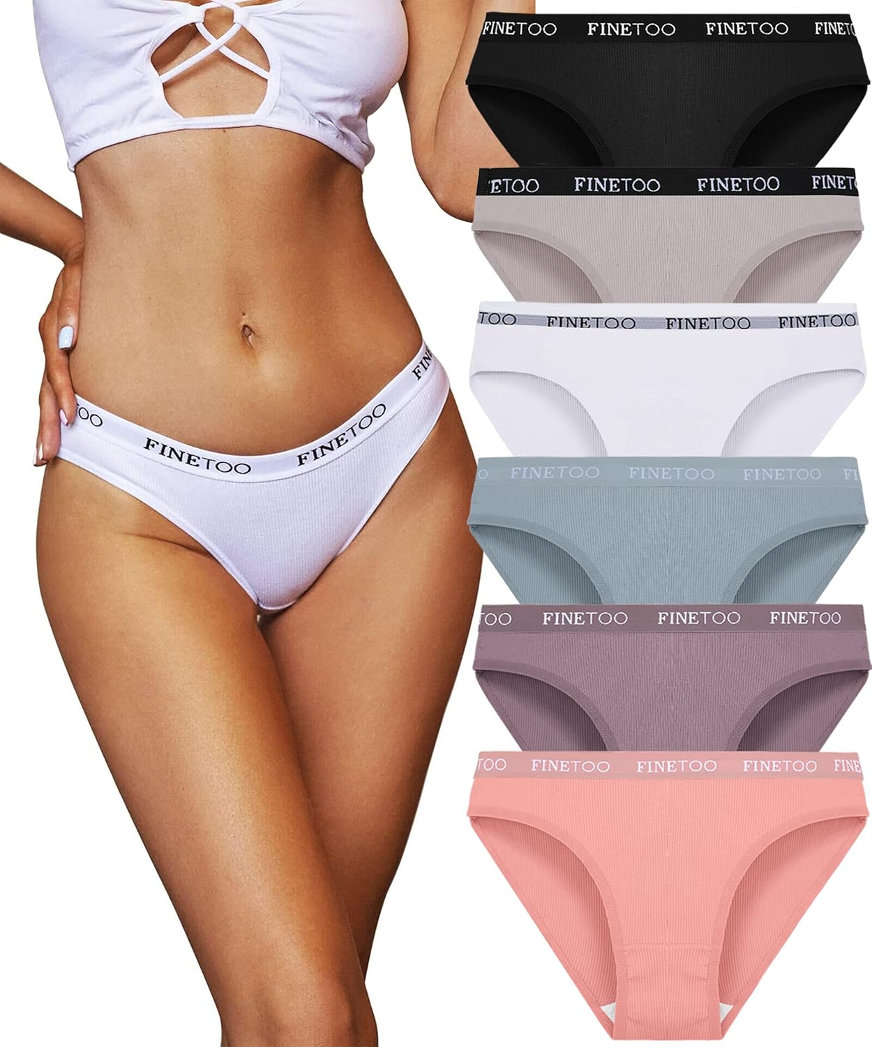 FINETOO Pack of 6 Hipster Women's Cotton Underwear Women Set Cotton Briefs Sport...