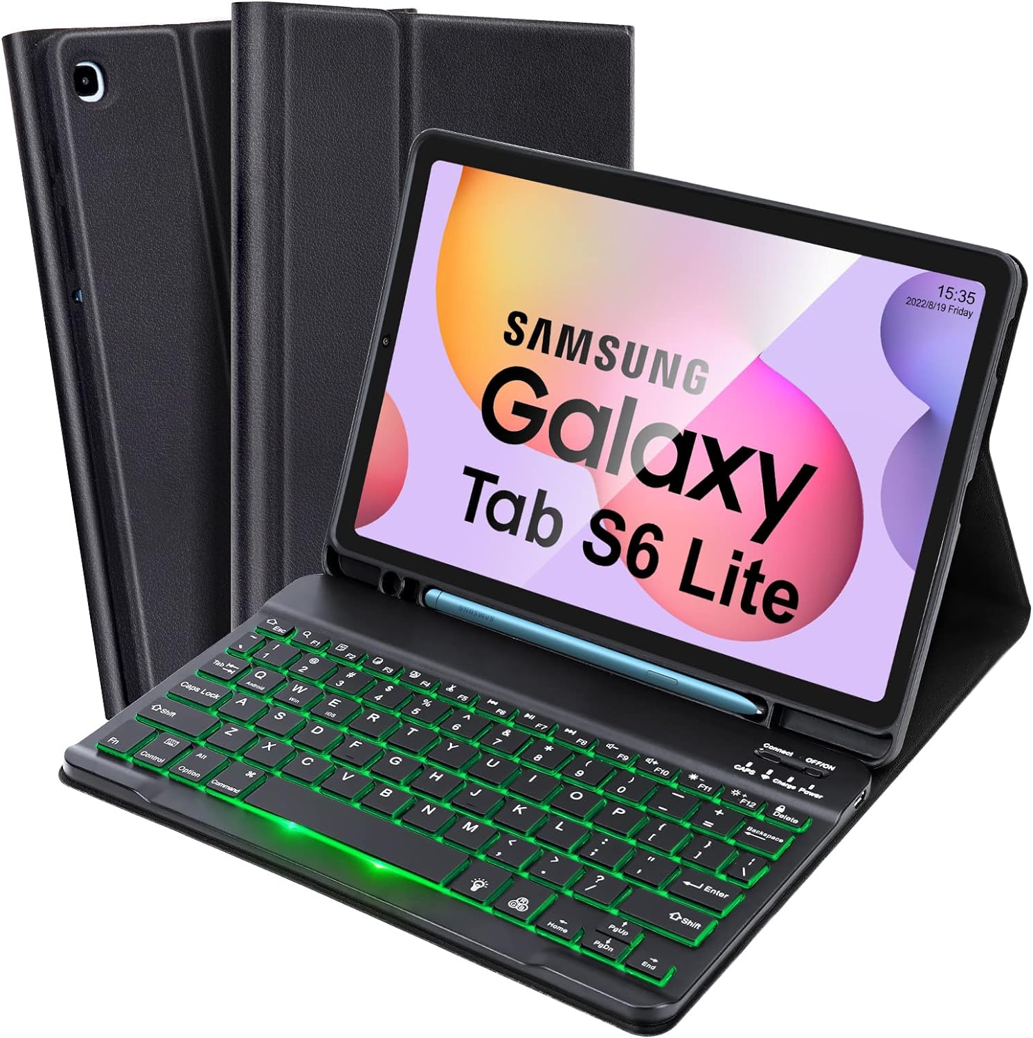 SOPPY 7 Colors Backlit Samsung Galaxy Tab S6 Lite Case with Keyboard for 10.4 In...