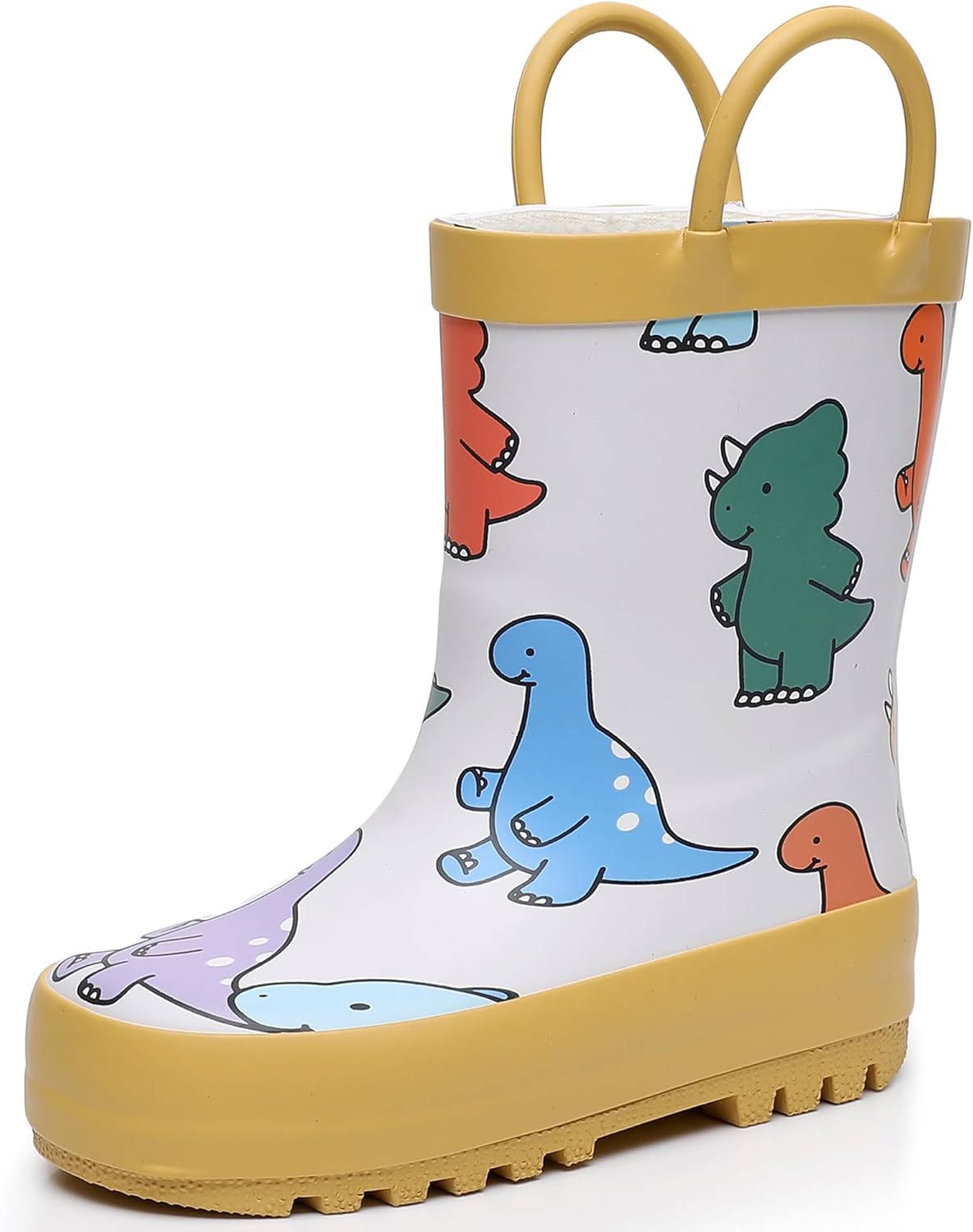 Toddler Rain Boots with Easy-On Handles, Waterproof Rubber Kids Rain Boots for G...