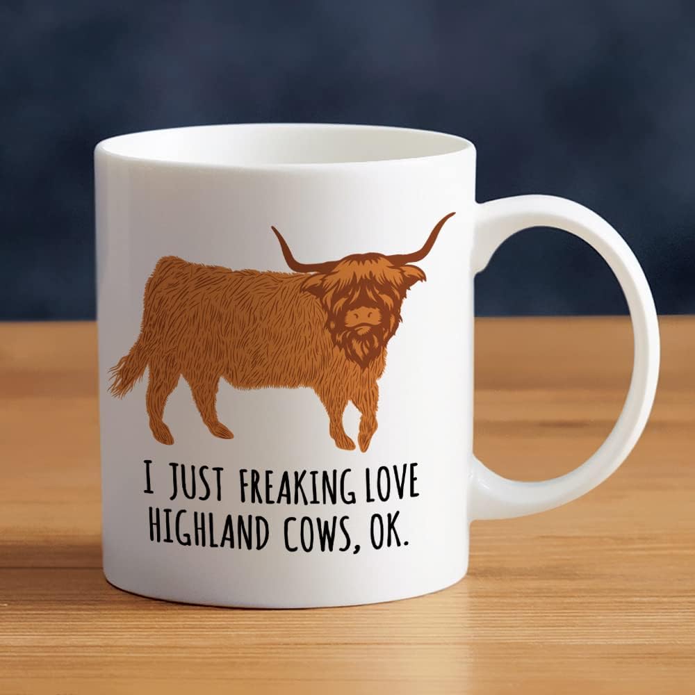 LOZACHE Highland Cow Coffee Mug, 11oz Highland Cattle Ceramic Mug Tea Milk Cup,...