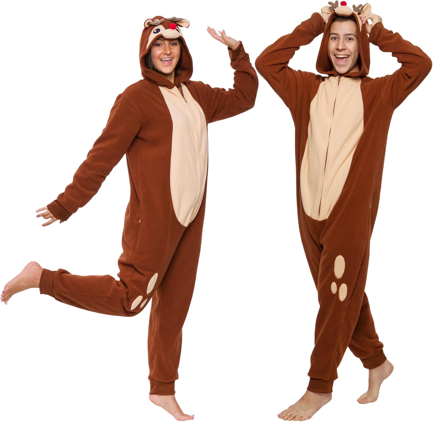 Funziez! Slim Christmas Adult Onesie - Fun Holiday Costume - Santa Clause and Re...