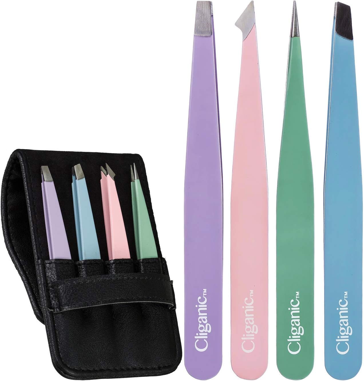 4-Piece Professional Tweezers Set with Case | Stainless Steel | Best Precision f...