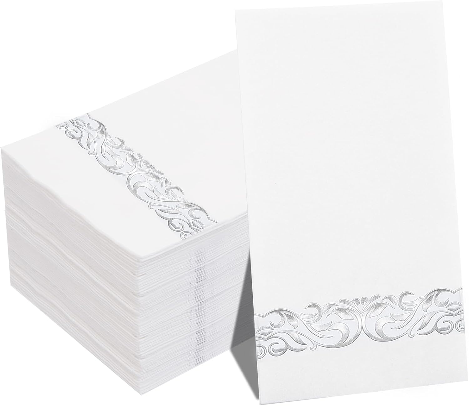 WDF 150Pack Silver Napkins Paper Disposable - 3ply Christmas Napkins, Premium Qu...
