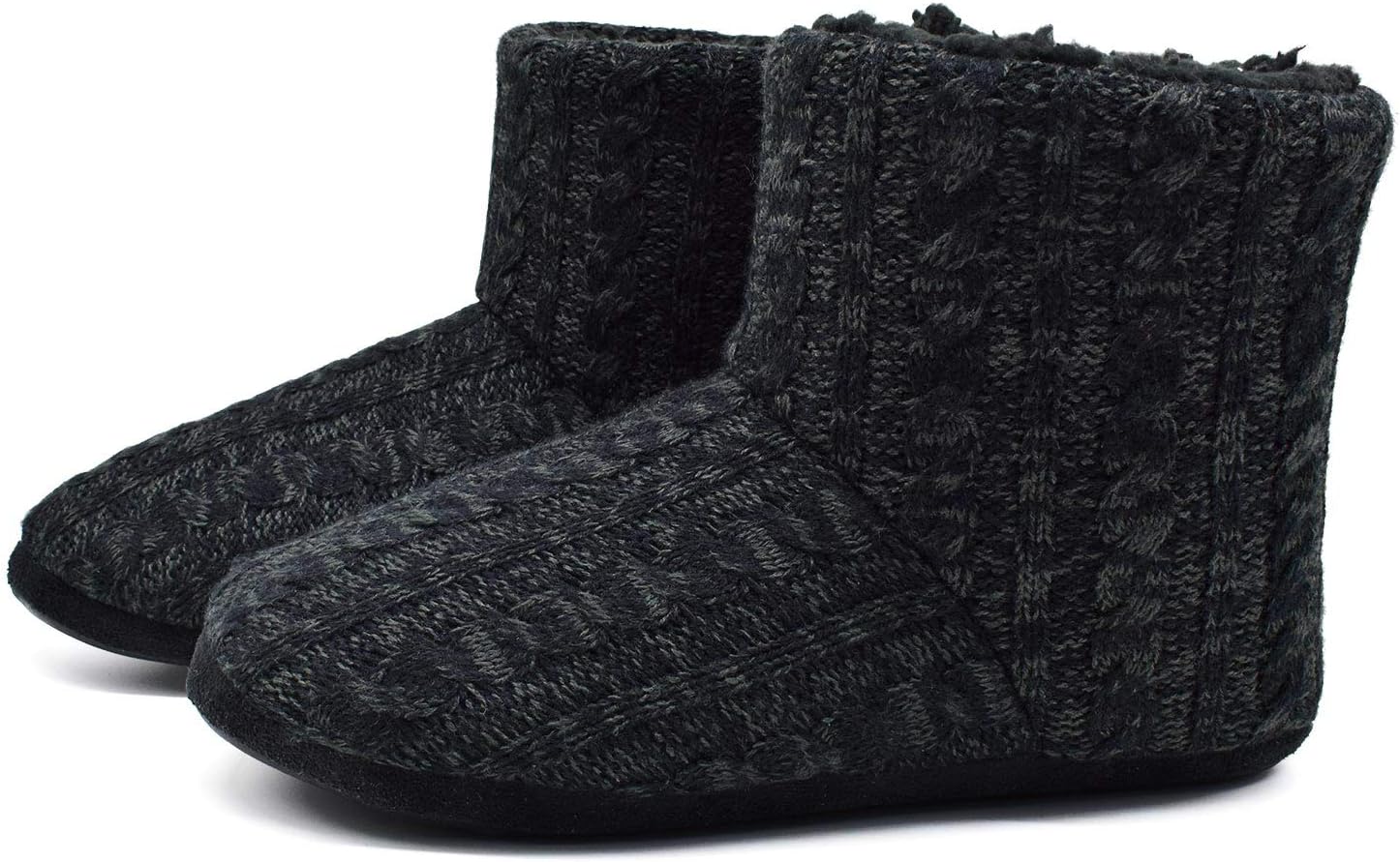 GPOS Knit Rock Wool Warm Men Indoor Pull on Cozy Memory Foam Slipper Boots Soft...