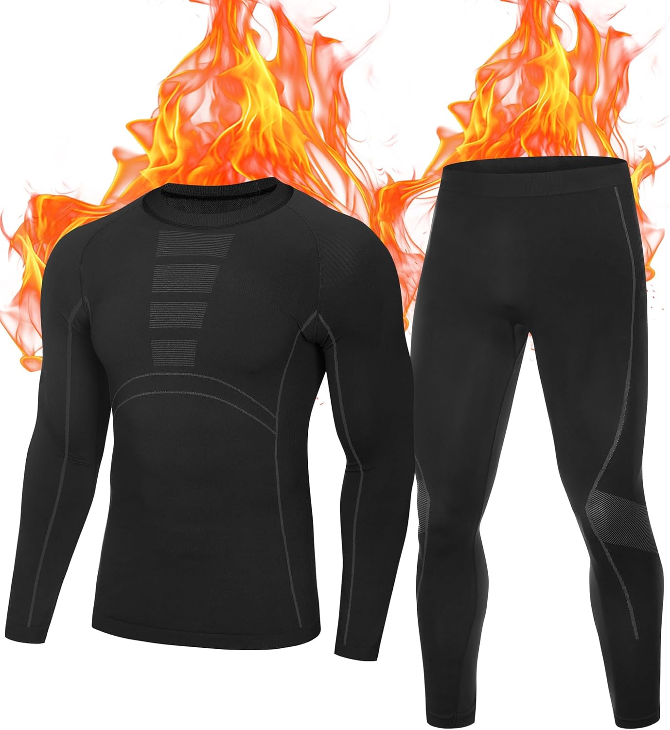 Roadbox Thermal Underwear Mens, Fleece Lined Base Layer Set with Quick-Dry Breat...