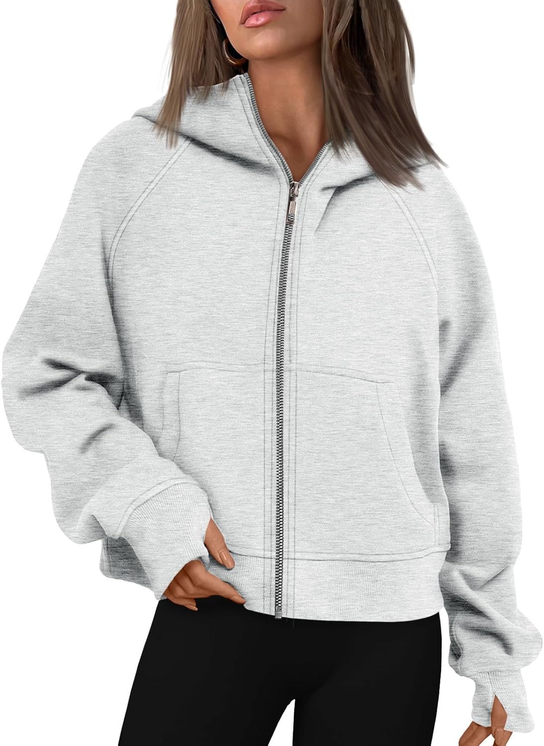 AUTOMET Womens Zip Up Hoodies Fleece Jackets Oversized Sweatshirts Fall Fashion...