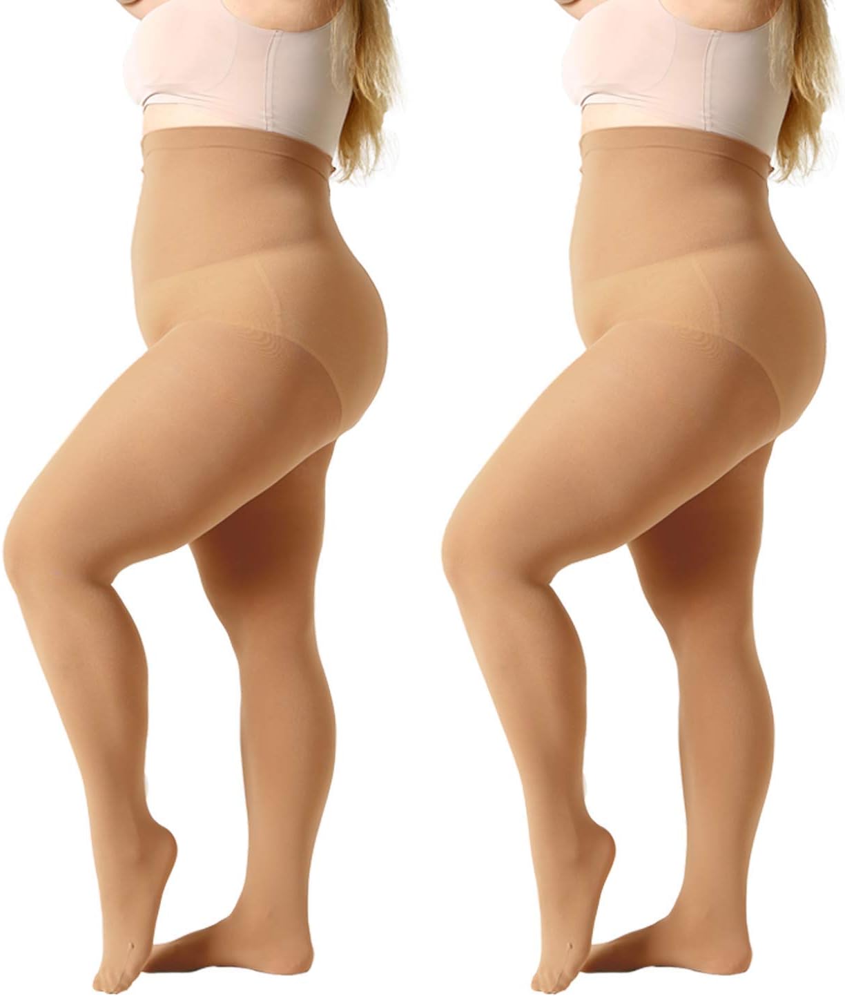 MANZI Plus Size Tights for Women 70D Queen Size Tights(Pack of 2) Suntan XX-Larg...