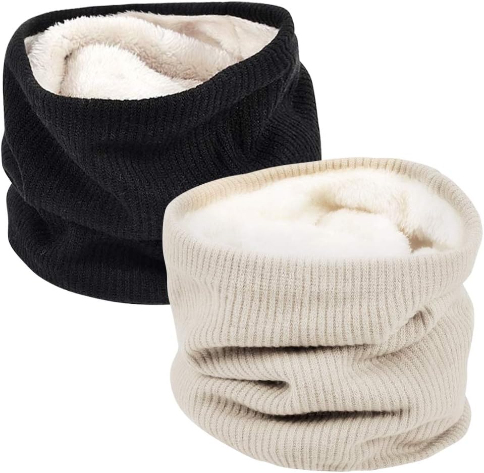 Unisex Winter Neck Warmer Thermal Lined Infinity Knitted Snood Scarf for Mens Wo...