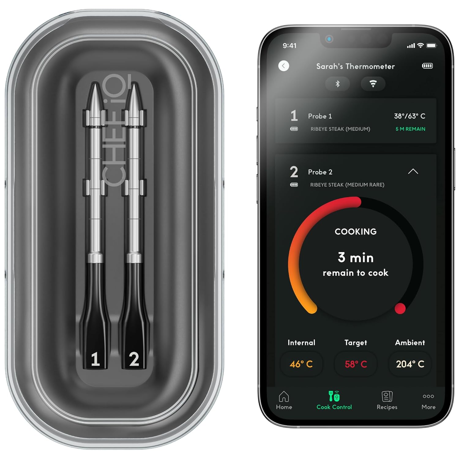 CHEF iQ Sense Smart Wireless Meat Thermometer with 2 Ultra-Thin Probes, Unlimite...